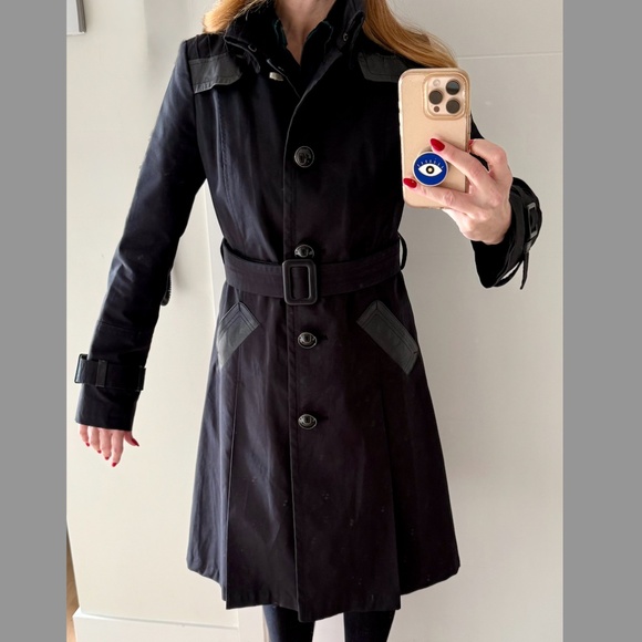 Mackage Women’s Trench Coat – Black, Size Small – Like new, Leather Trim - Picture 3 of 6